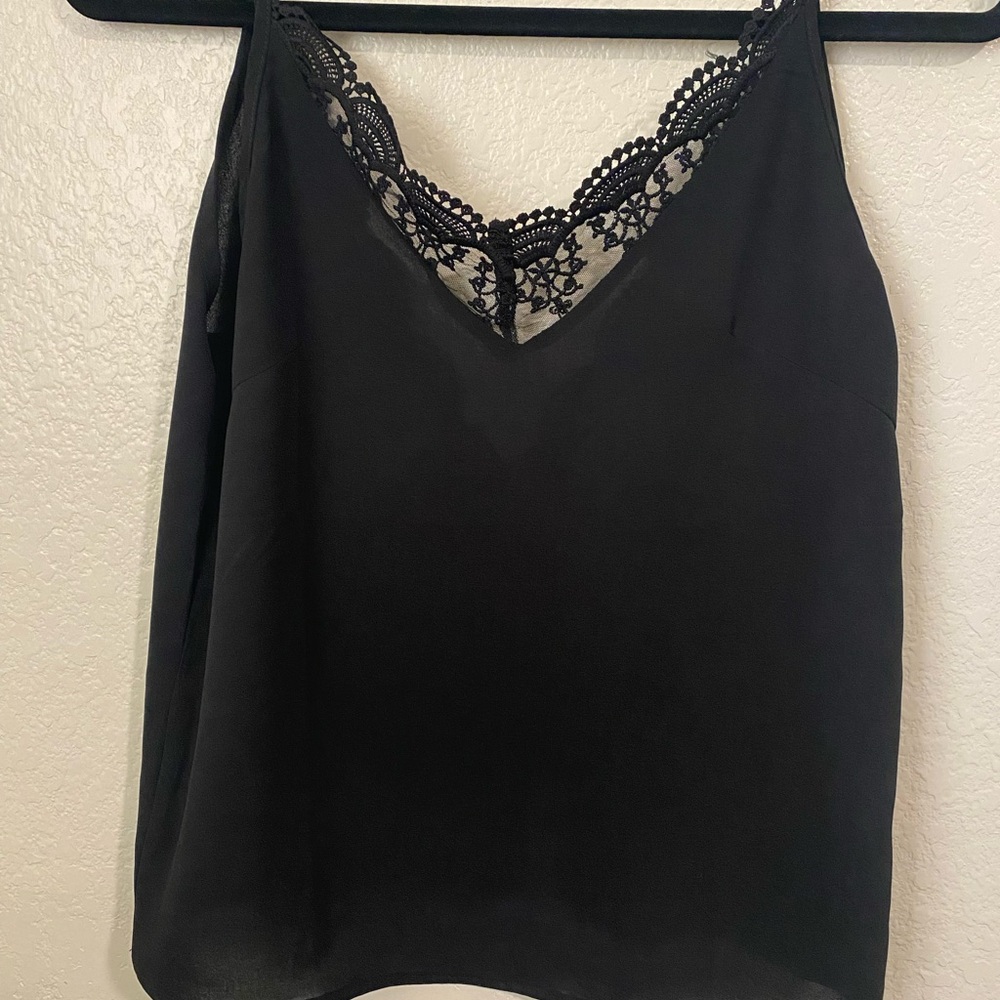 SHEIN Black Lace Trim V-Neck Cami